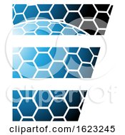 Poster, Art Print Of Black And Blue Honeycomb Pattern Letter E