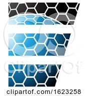 Poster, Art Print Of Black And Blue Honeycomb Pattern Letter E