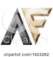 Poster, Art Print Of Black And Beige Dual Letters A And F