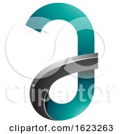 Poster, Art Print Of Black And Turquoise Curvy Letter A