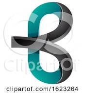 Poster, Art Print Of Black And Turquoise Curvy Letter B