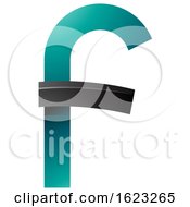 Poster, Art Print Of Black And Turquoise Curvy Letter F