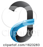 Poster, Art Print Of Black And Blue Curvy Letter A