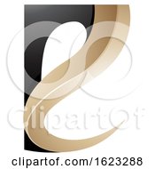 Poster, Art Print Of Black And Beige Or Gold Curvy Letter E