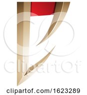 Poster, Art Print Of Beige Or Gold And Red Arrow Shaped Letter E