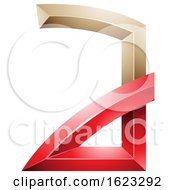 Poster, Art Print Of Red And Beige Or Gold Letter A With Bended Joints