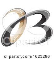 Poster, Art Print Of Black And Beige Or Gold 3d Curly Letters A And B