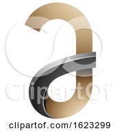 Poster, Art Print Of Black And Beige Or Gold Curvy Letter A