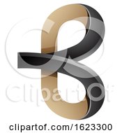 Poster, Art Print Of Black And Beige Or Gold Curvy Letter B