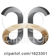 Poster, Art Print Of Beige Or Gold And Black Curved Letters A And G