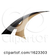 Poster, Art Print Of Black And Beige Or Gold Flying Letter A