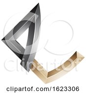 Poster, Art Print Of Black And Beige Letter E With Bended Joints