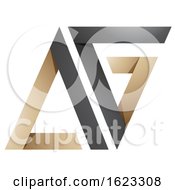 Poster, Art Print Of Black And Beige Folded Triangular Letters A And G