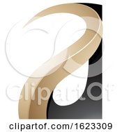 Poster, Art Print Of Black And Beige Or Gold Curvy Letter A