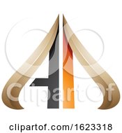 Poster, Art Print Of Black Orange And Beige Arrow Like Letters A And D