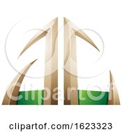 Poster, Art Print Of Beige Or Gold And Green Arrow Shaped Letters A And C