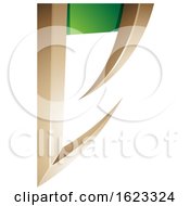 Poster, Art Print Of Beige Or Gold And Green Arrow Shaped Letter E
