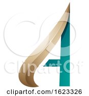 Poster, Art Print Of Beige Or Gold And Turquoise Arrow Like Letter A