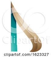 Poster, Art Print Of Beige Or Gold And Turquoise Arrow Like Letter D