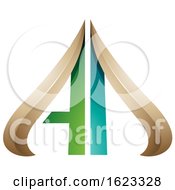Poster, Art Print Of Green Turquoise And Beige Arrow Like Letters A And D