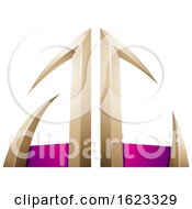 Poster, Art Print Of Beige Or Gold And Magenta Arrow Shaped Letters A And C