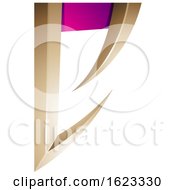 Beige Or Gold And Magenta Arrow Shaped Letter E