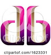 Poster, Art Print Of Beige Or Gold And Magenta Mirroed Letters D And B