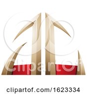 Poster, Art Print Of Beige Or Gold And Red Arrow Shaped Letters A And C