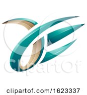 Poster, Art Print Of Turquoise And Beige 3d Claw Like Letters A And E