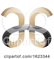 Poster, Art Print Of Beige Or Gold And Black Curved Letters A And G