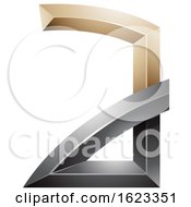Poster, Art Print Of Beige Or Gold And Black Letter A With Bended Joints