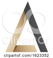 Poster, Art Print Of Beige Or Gold And Black Folded Triangle Letter A