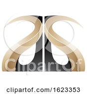 Poster, Art Print Of Beige Or Gold And Black Curvy Letters A And G
