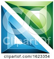 Poster, Art Print Of Blue And Green Square Made Of Triangles