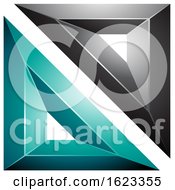 Poster, Art Print Of Turquoise And Black Square Made Of Triangles