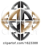 Black And Beige Or Gold Abstract Bow Design