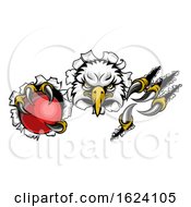 Poster, Art Print Of Eagle Cricket Cartoon Mascot Ripping Background