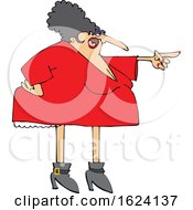 Cartoon Chubby Angry White Woman Pointing
