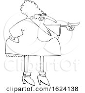 Cartoon Black And White Chubby Angr Woman Pointing