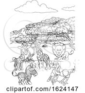 Poster, Art Print Of Safari Cartoon Animal Background Landscape Scene