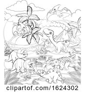 Dinosaur Cartoon Prehistoric Landscape Scene