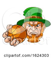 Poster, Art Print Of Leprechaun Holding Basketball Ball Sports Mascot