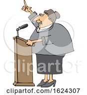 Poster, Art Print Of Cartoon White Female Politician Speaking At A Podium