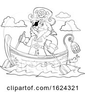 Poster, Art Print Of Black And White Pirate Captain In A Boat