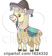 Poster, Art Print Of Cute Llama Wearing A Sombrero