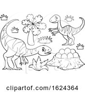 Poster, Art Print Of Black And White Dinosaurs
