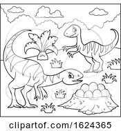 Poster, Art Print Of Black And White Dinosaurs