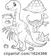 Poster, Art Print Of Black And White Dinosaurs