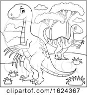 Poster, Art Print Of Black And White Dinosaurs