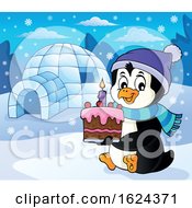 Penguin Holding A Birthday Cake by visekart